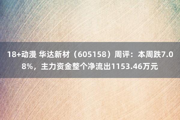 18+动漫 华达新材（605158）周评：本周跌7.08%，主力资金整个净流出1153.46万元